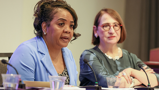 Tonya Roberson and Darby Marhardt during the Quality of Life Symposium at the 2023 Alzheimer Day.